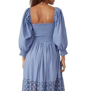NWT Free People Perfect Storm Smocked Eyelet Long Sleeve Maxi Dress